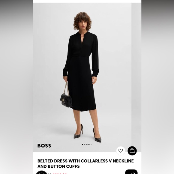 Boss Dresses & Skirts - Boss Belted dress with collarless v neckline and button cuffss